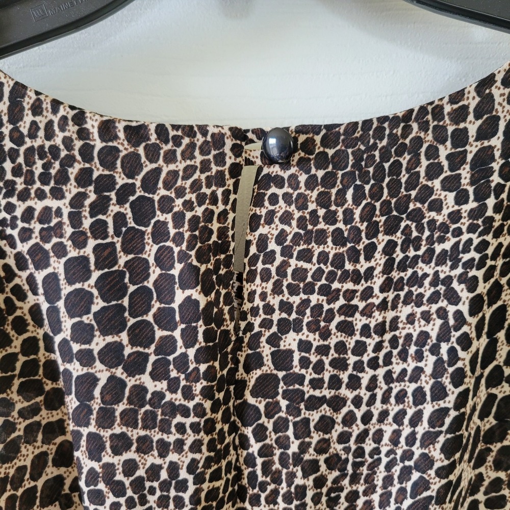 SGS Studio Dress 14P Animal Print Sleeveless Belted Elastic Waist Vintage - Picture 6 of 11